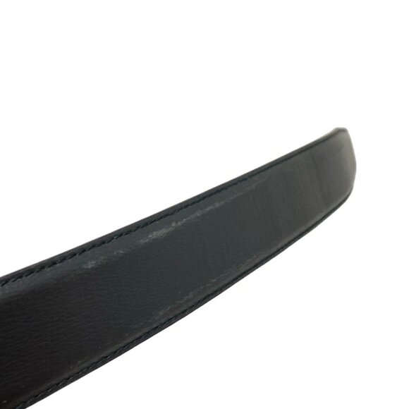 Auth Salvatore Ferragamo - Black Silver Leather Hardware Belt - Picture 7 of 9